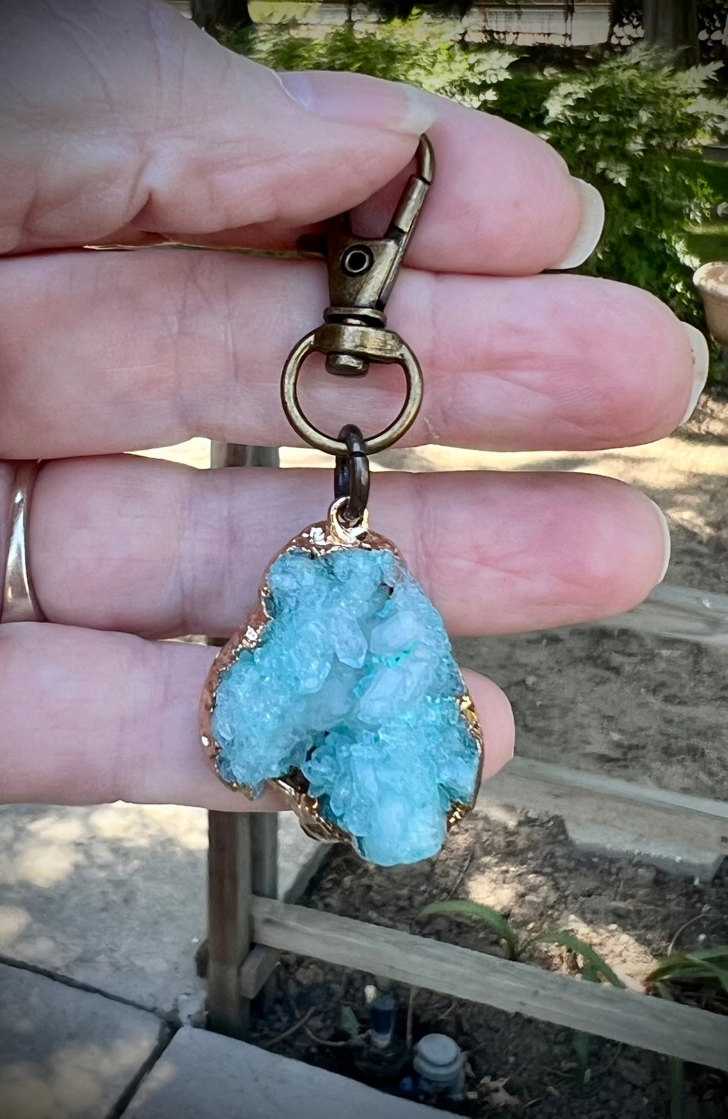 Turquoise druzy bag charm