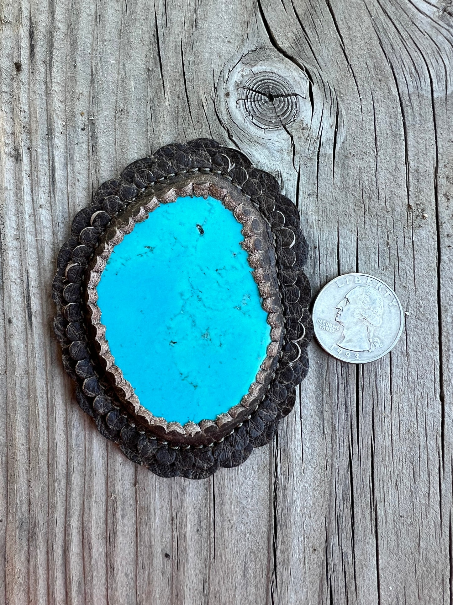Giant Turquoise cabochon in taupe
