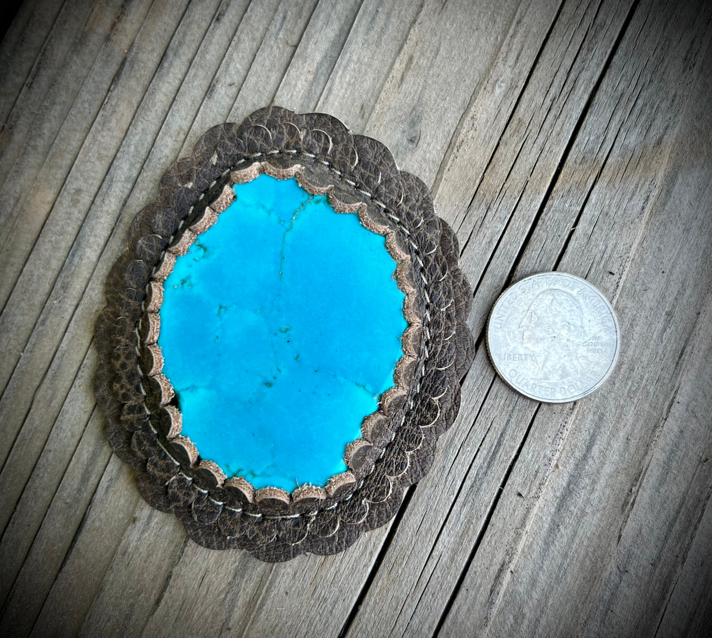Turquoise cabochons in taupe #2