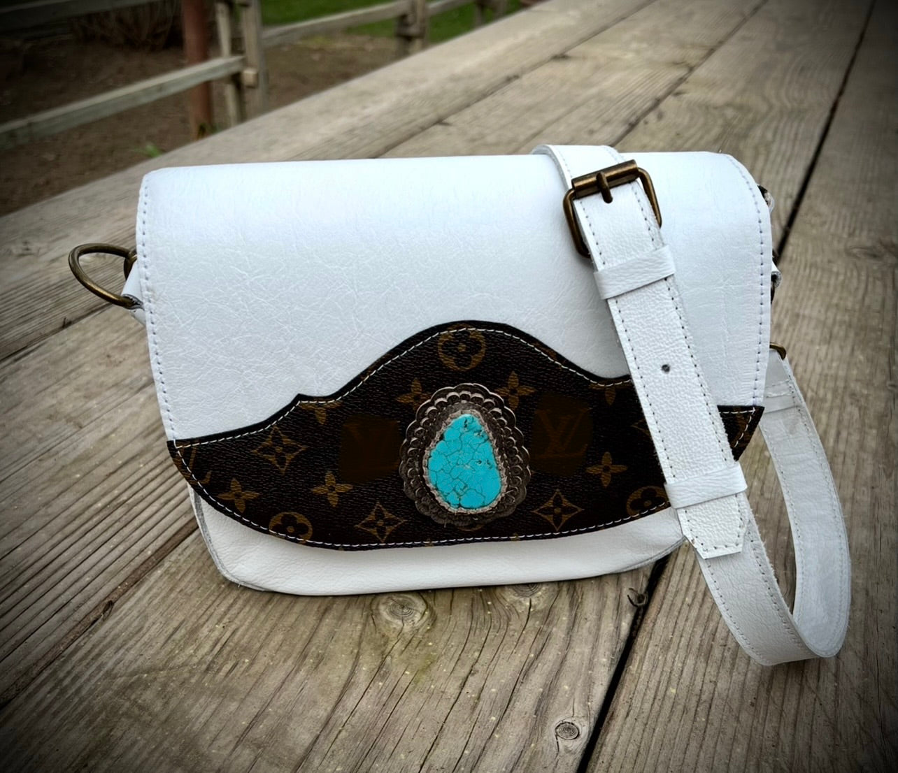 White leather bag