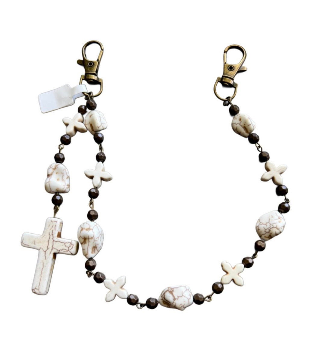 Rosary style purse charm