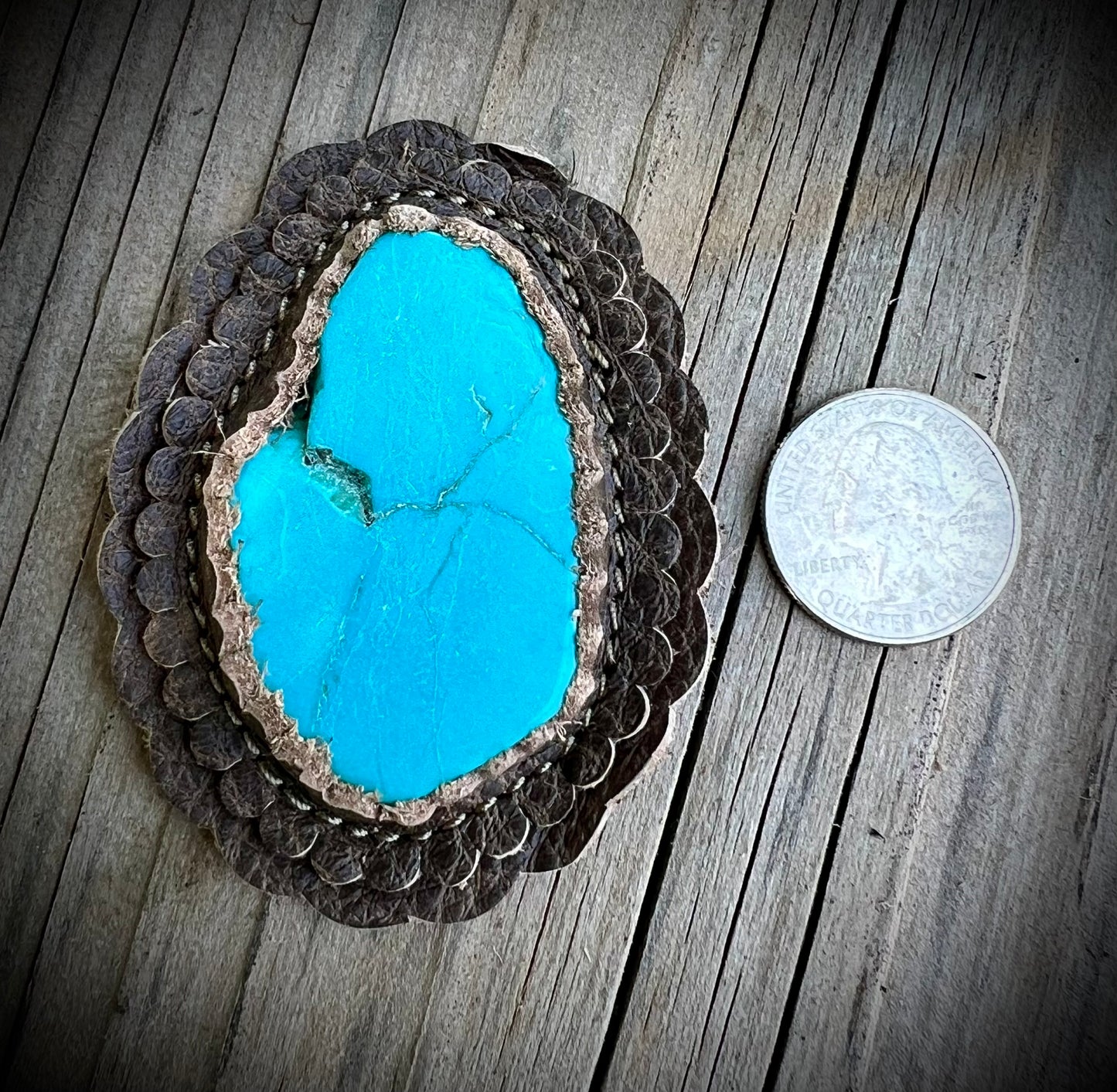 Turquoise cabochons in taupe #6