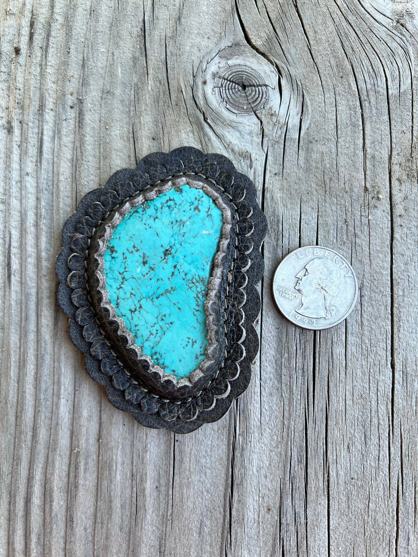 Large Turquoise cabochon in taupe