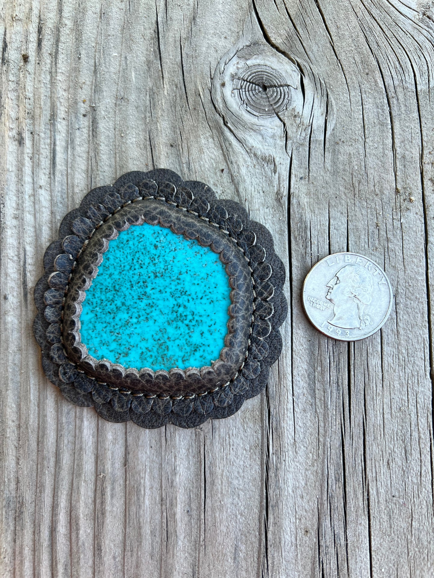 Large Turquoise cabochon in taupe