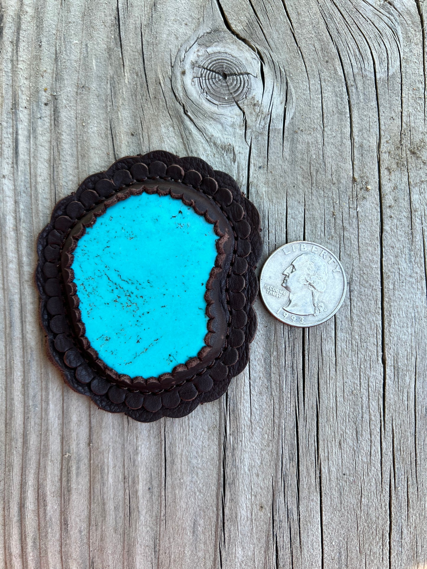 Large Turquoise cabochon in brown