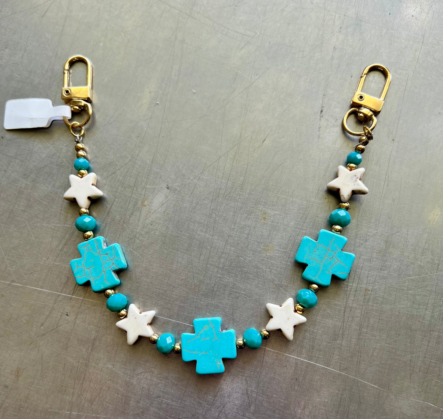 Turquoise cross purse charm