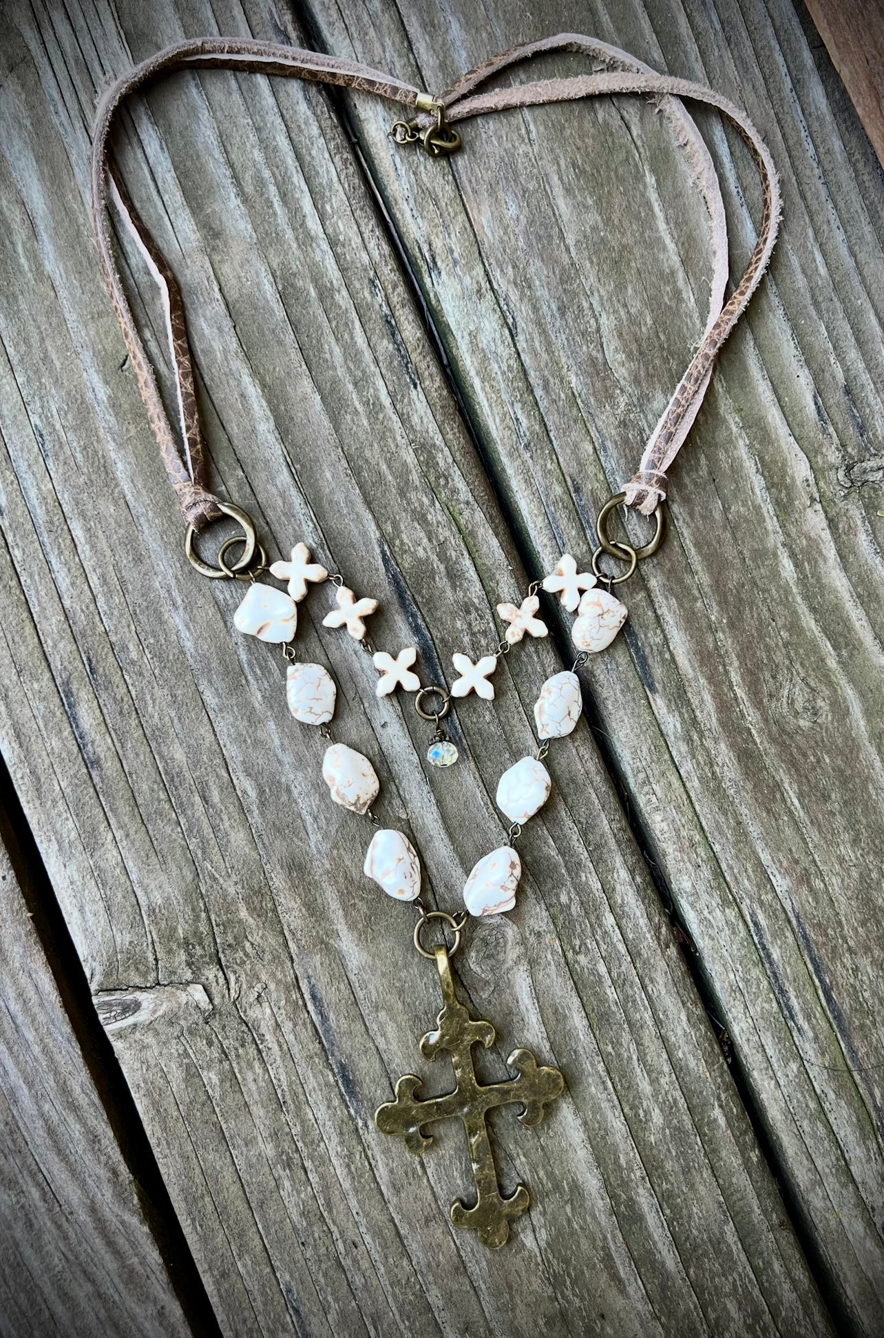 Bronze cross pendant necklace