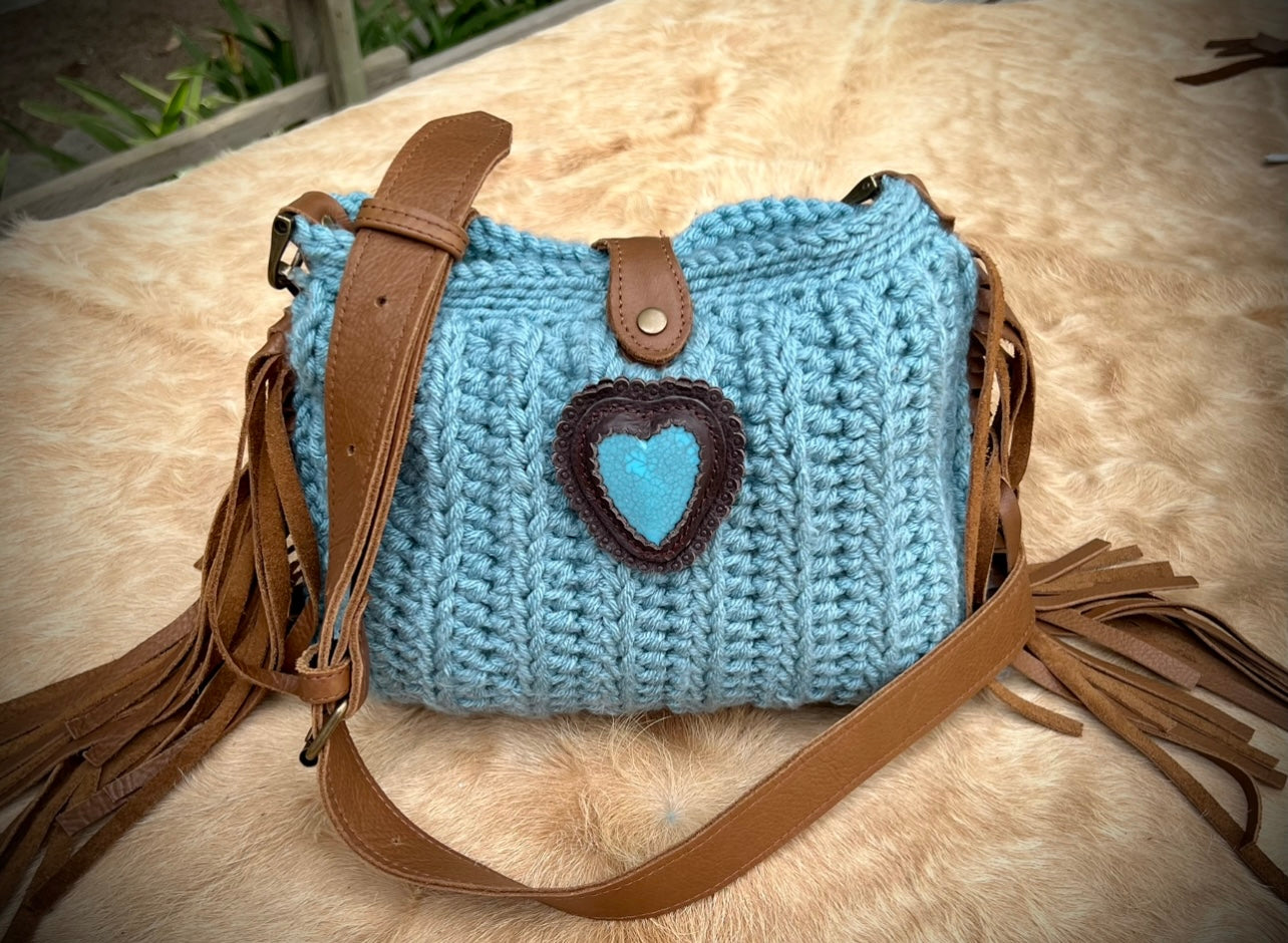 Turquoise crochet crossbody