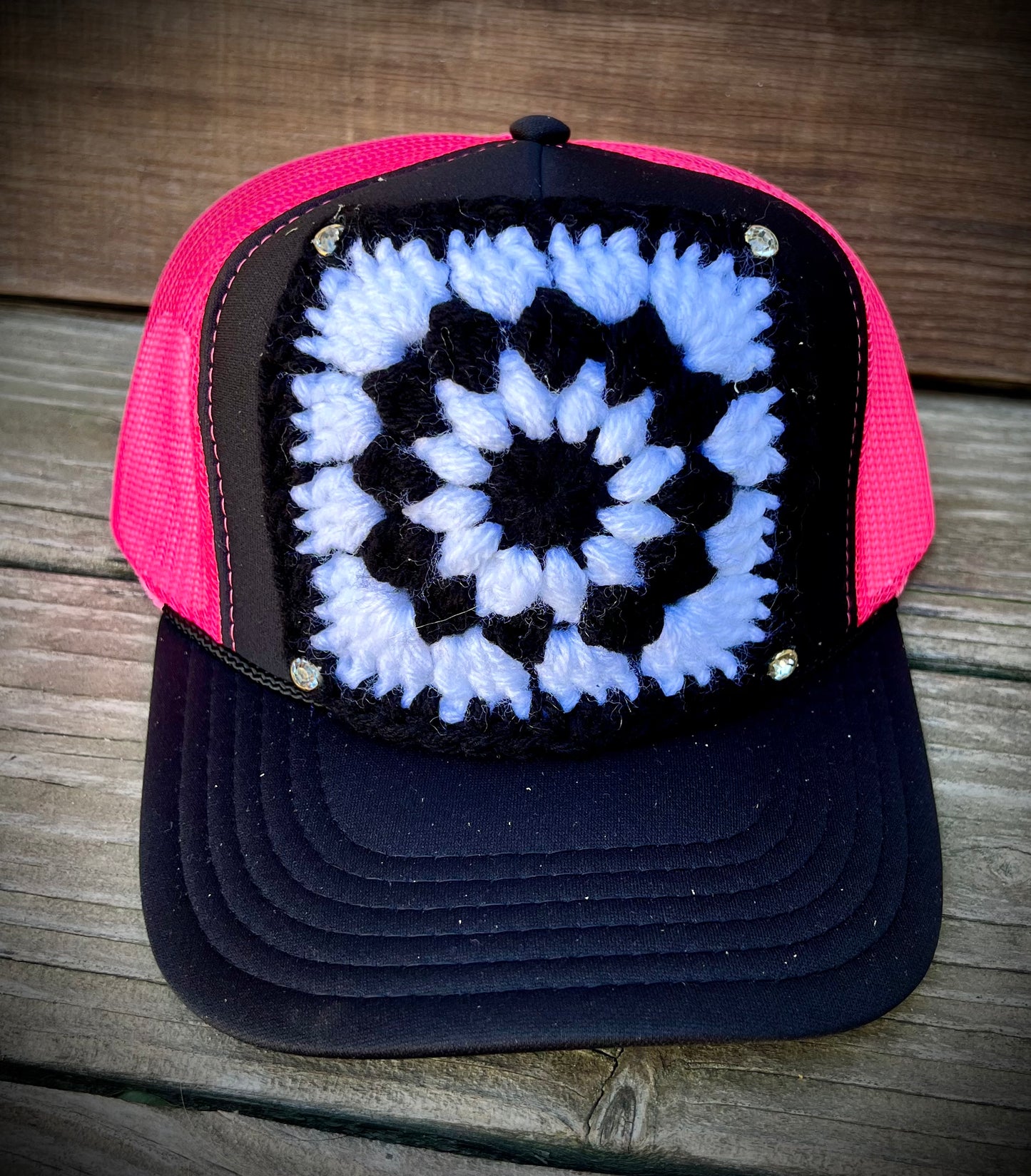 Granny square trucker hats