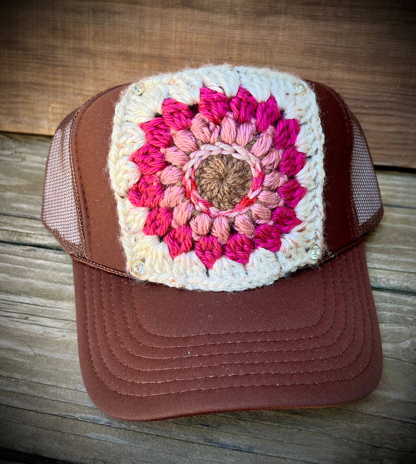 Granny square trucker hats