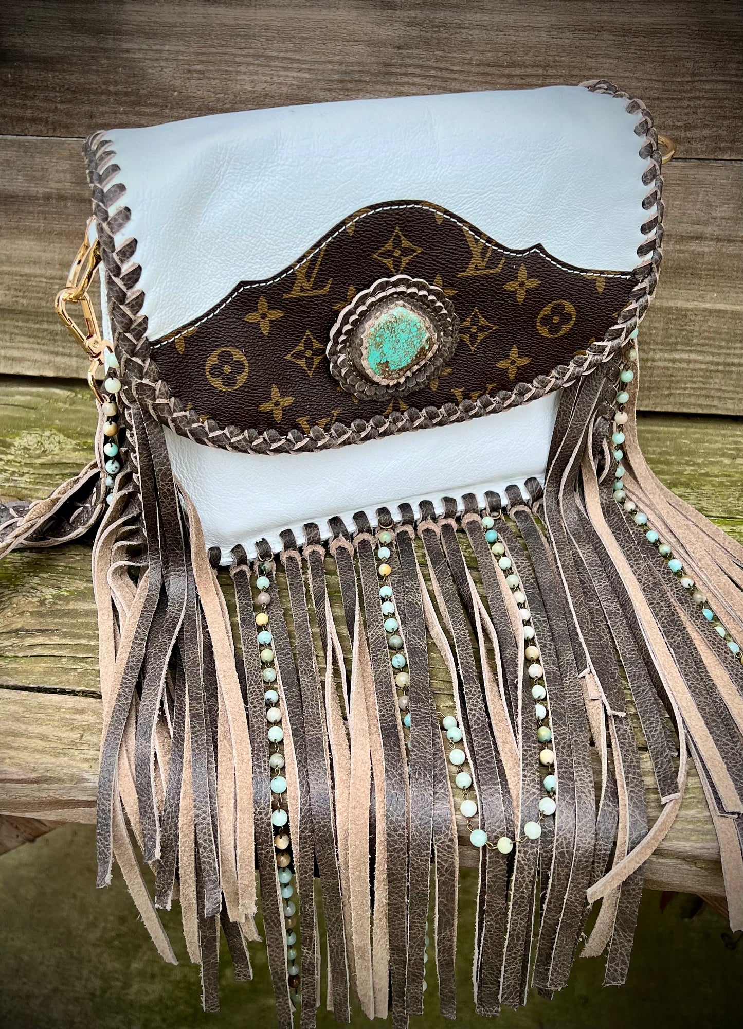 Custom Order White Leather Bag