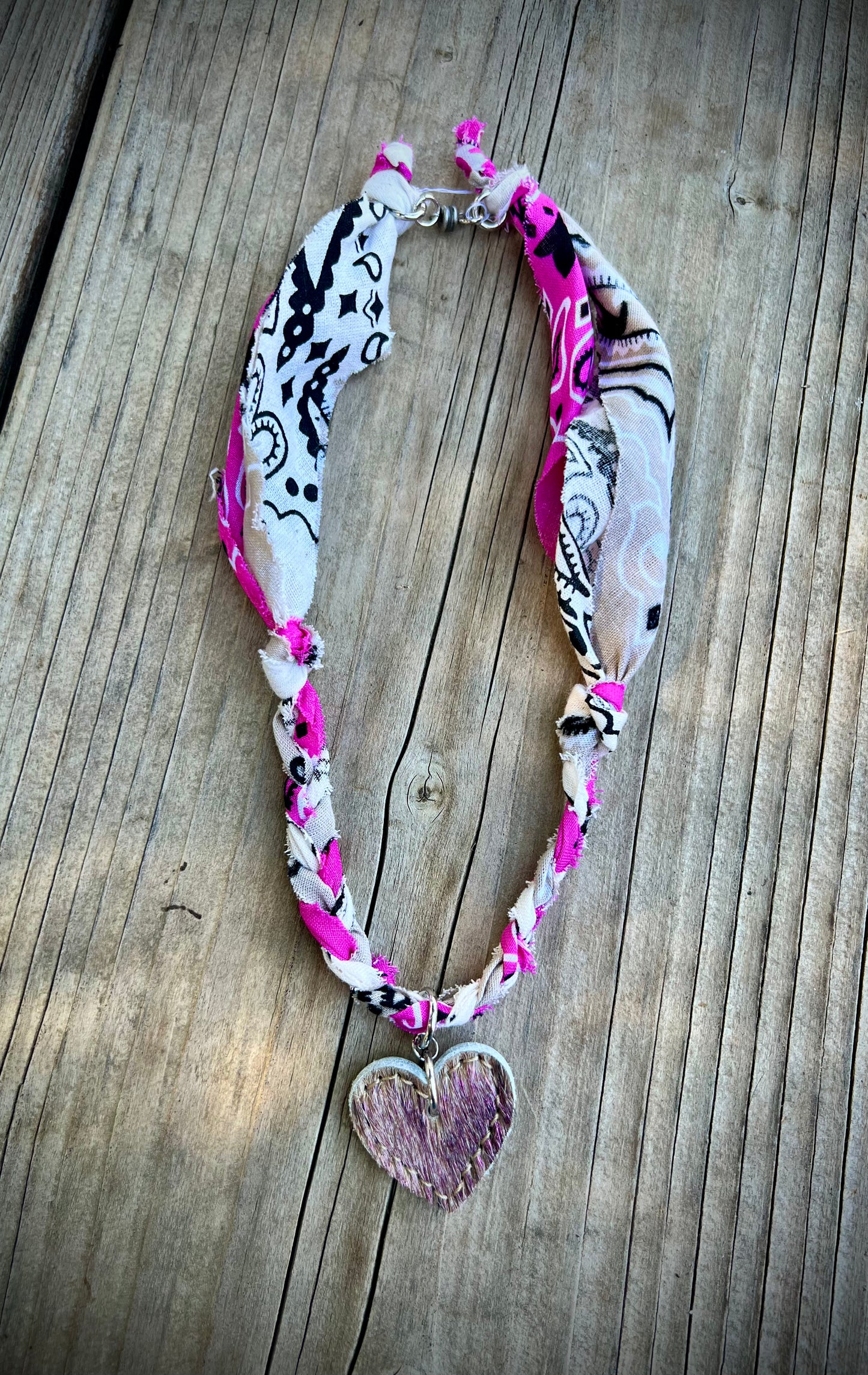 Leather heart charm necklace