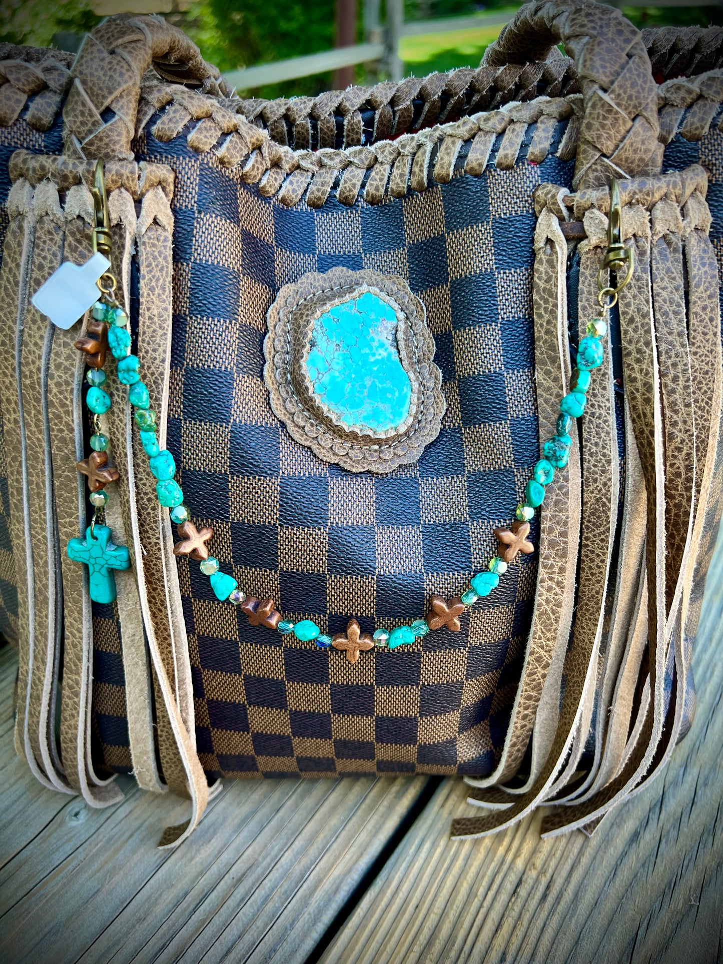 Rosary style bag charm