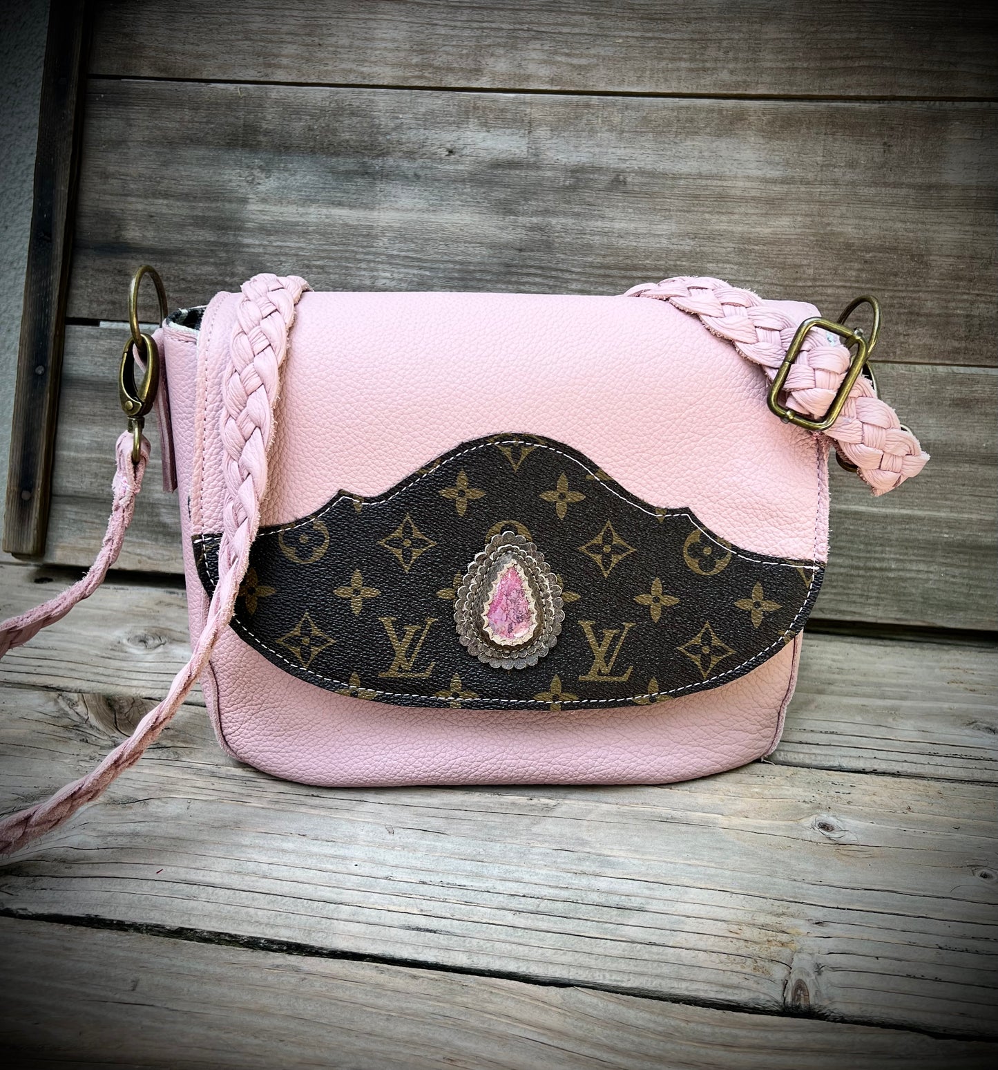 Pink leather bag