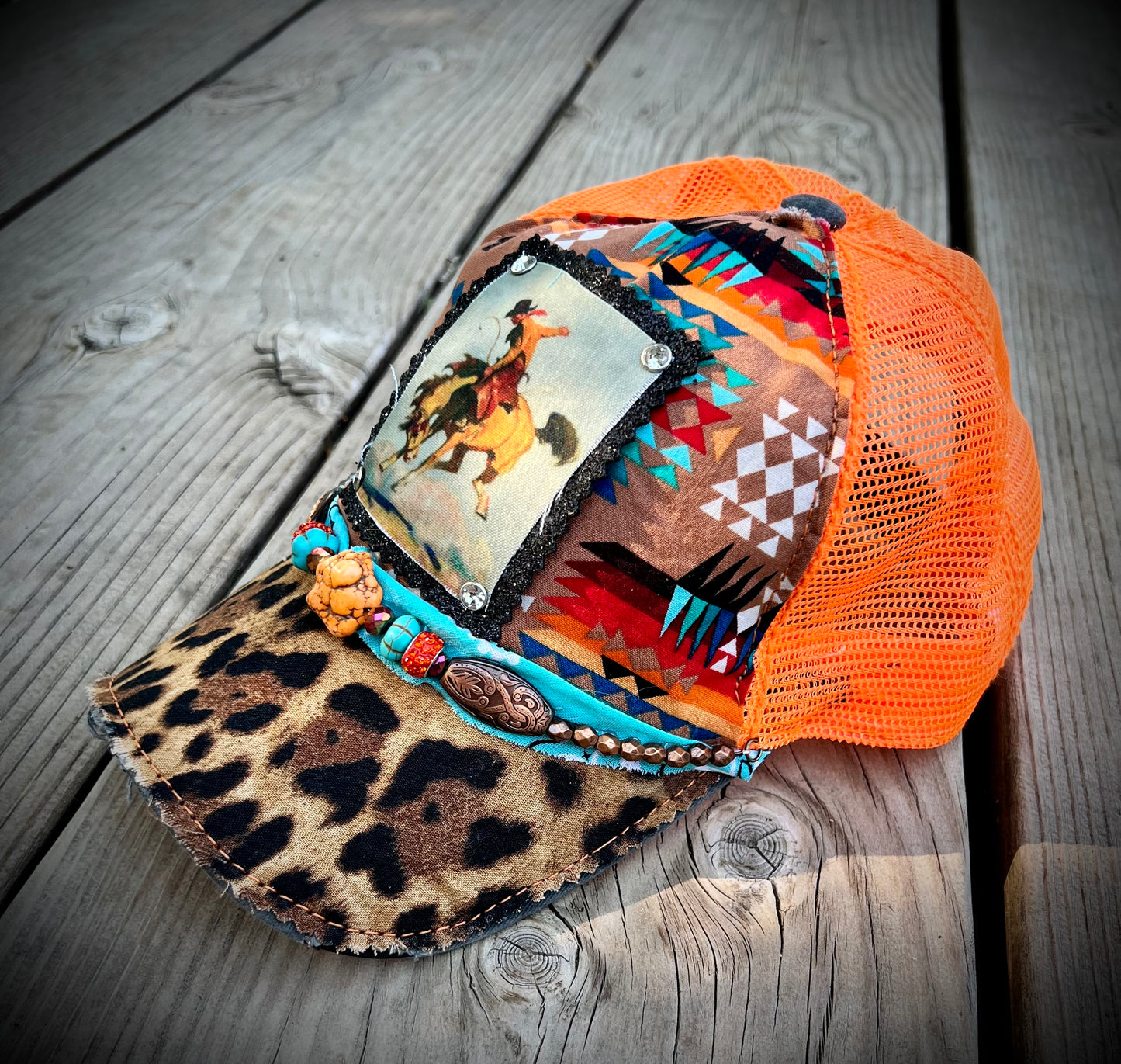 Aztec & leopard trucker