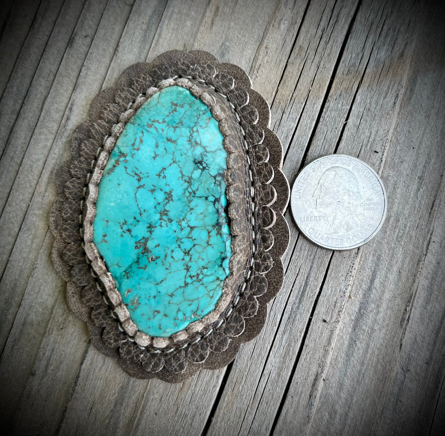 Turquoise cabochons in taupe #4