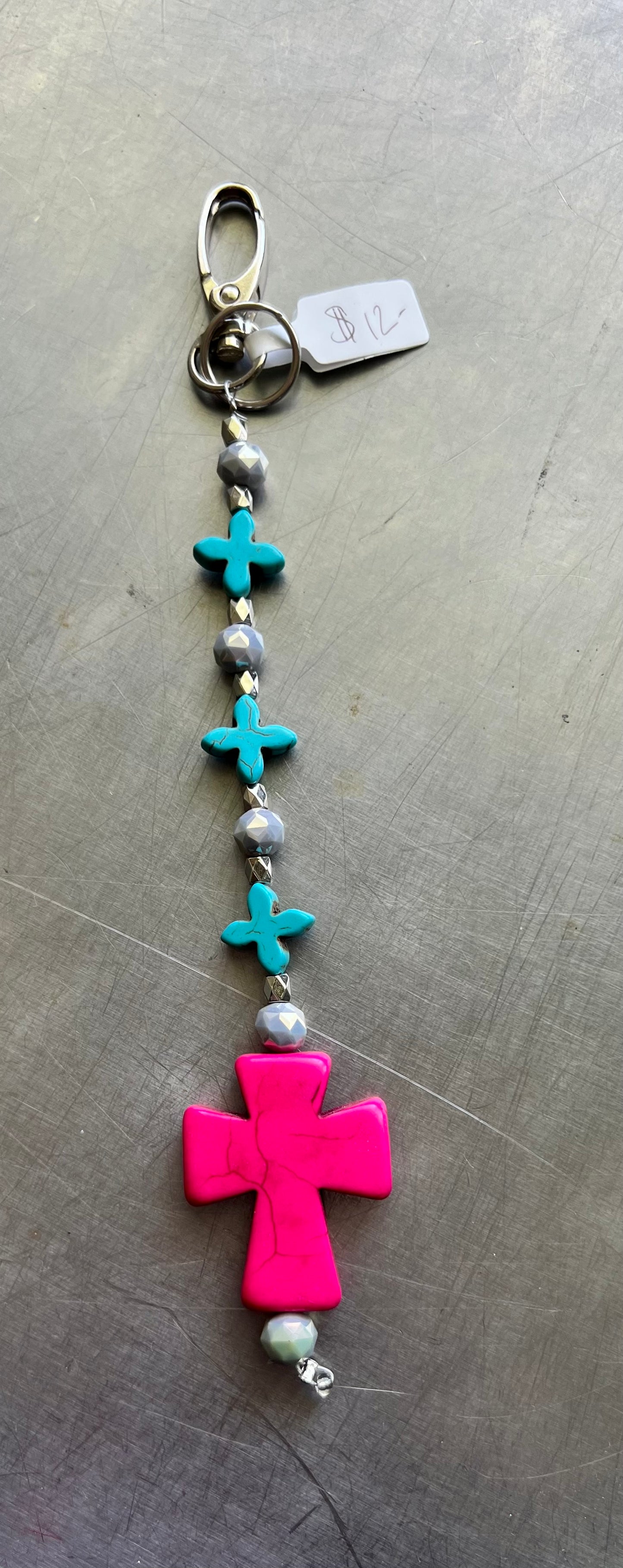 Hot Pink Cross bag bling/keychain