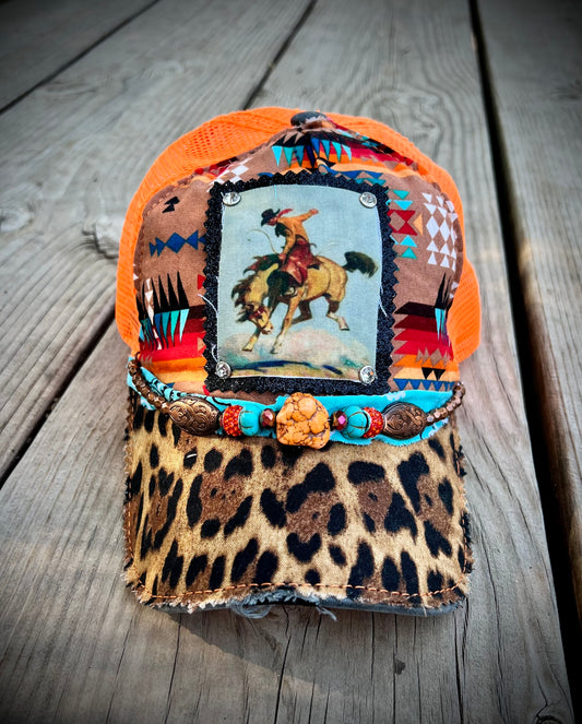 Aztec & leopard trucker