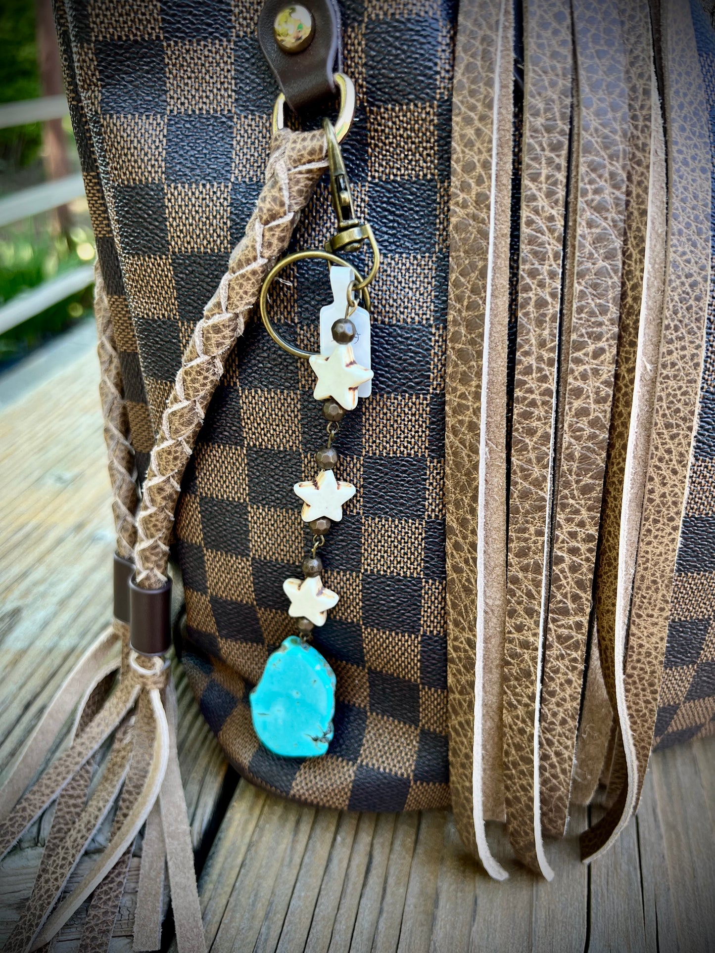 Turquoise nugget bag charm/key chain