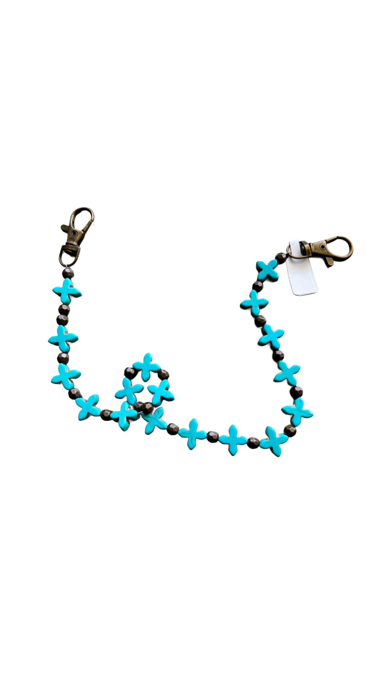 Turquoise cross bag charm