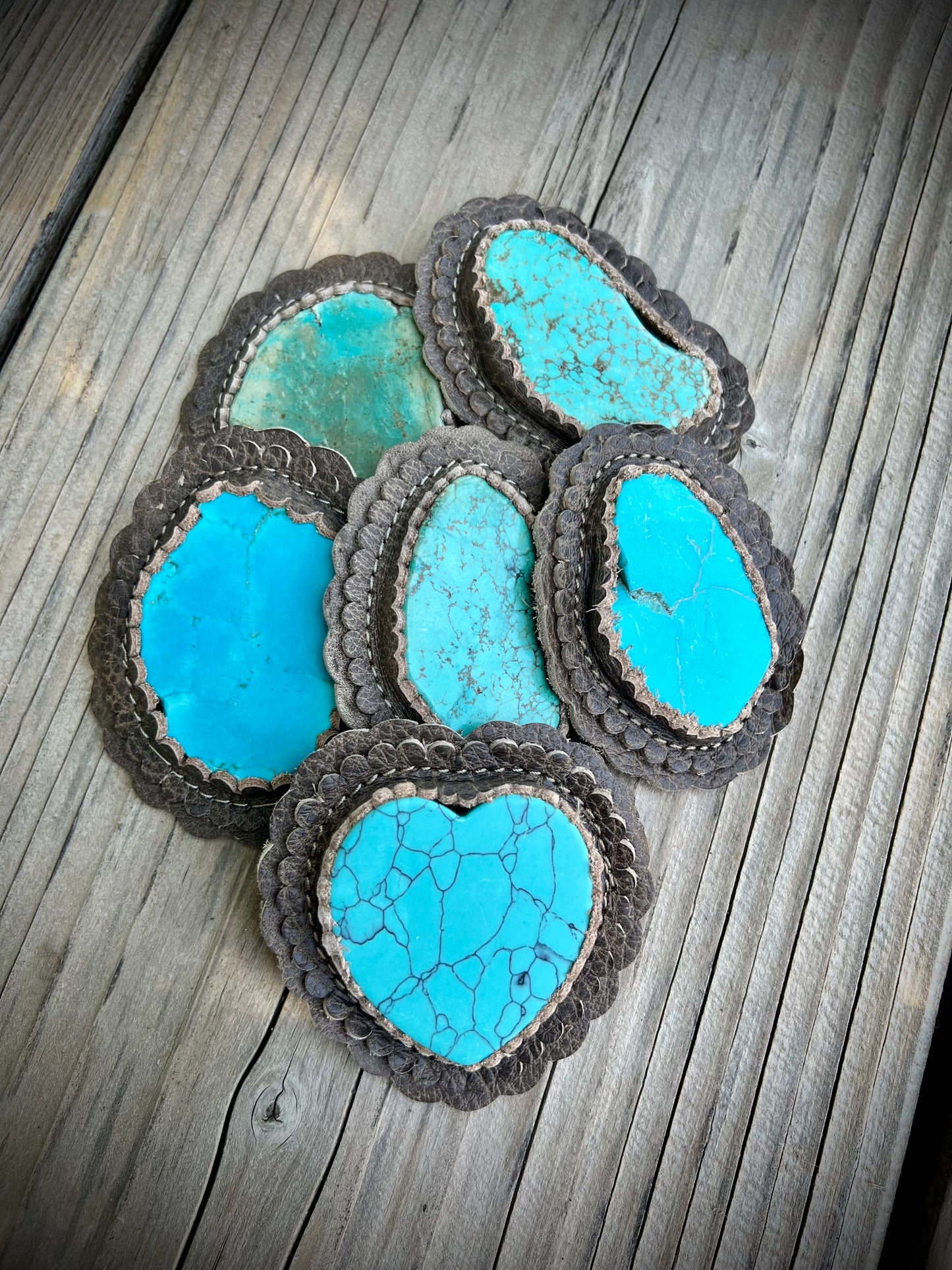 Turquoise cabochons in taupe #4