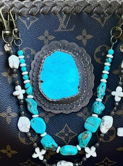 Turquoise stone bag charm
