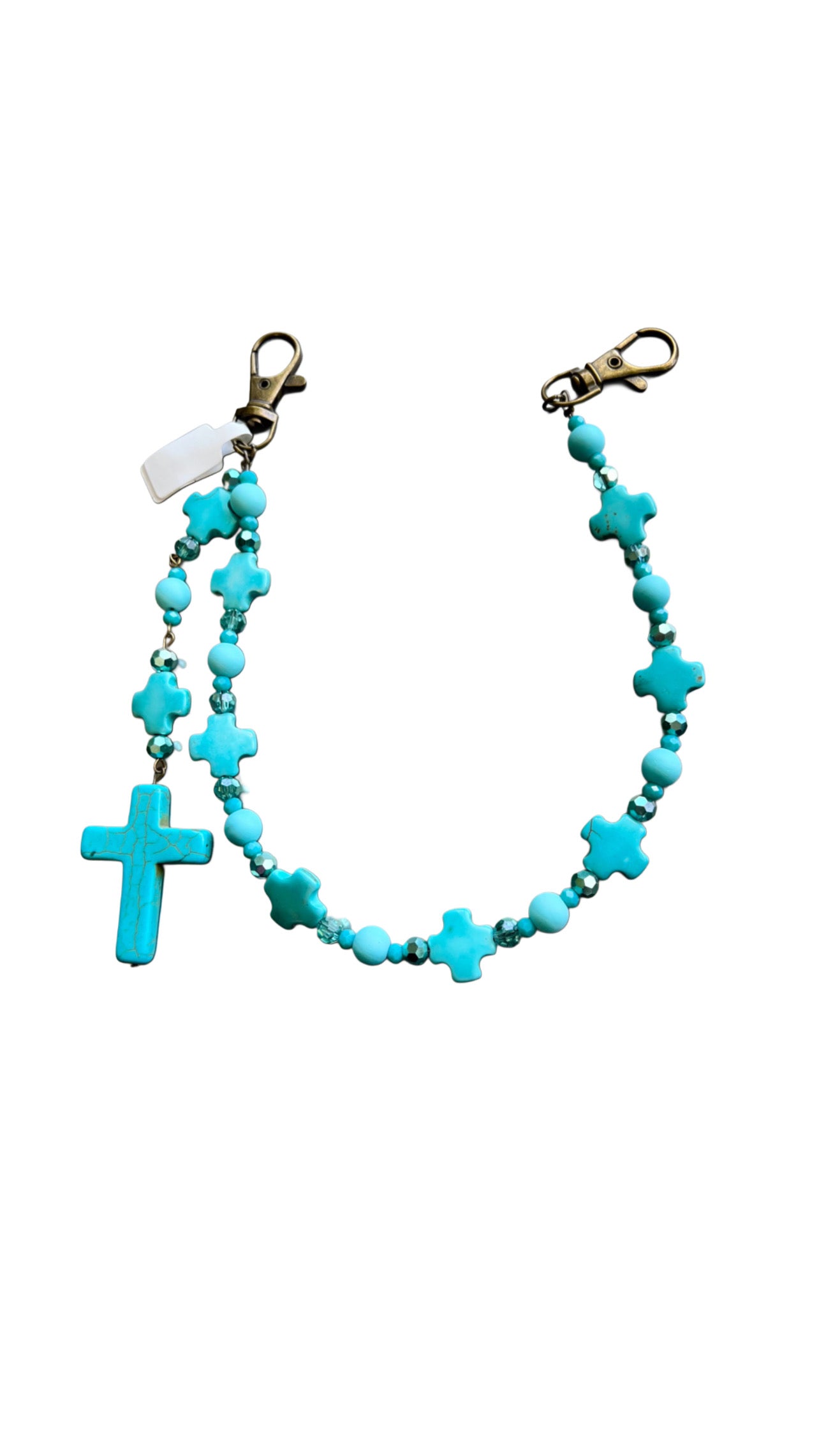 Turquoise cross purse charm