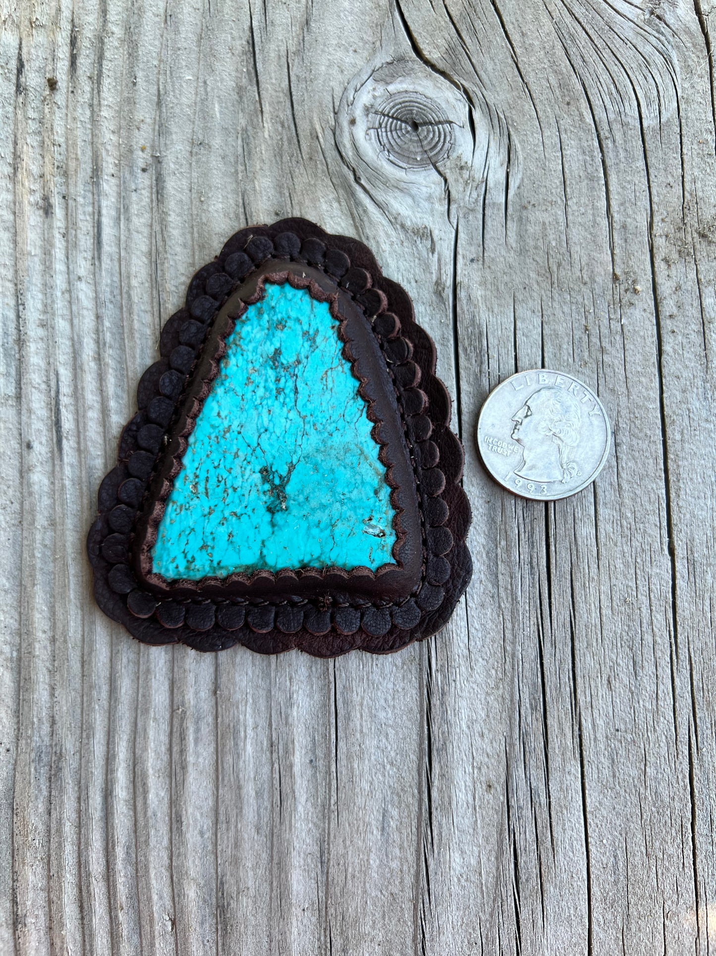 Large Turquoise cabochon in brown