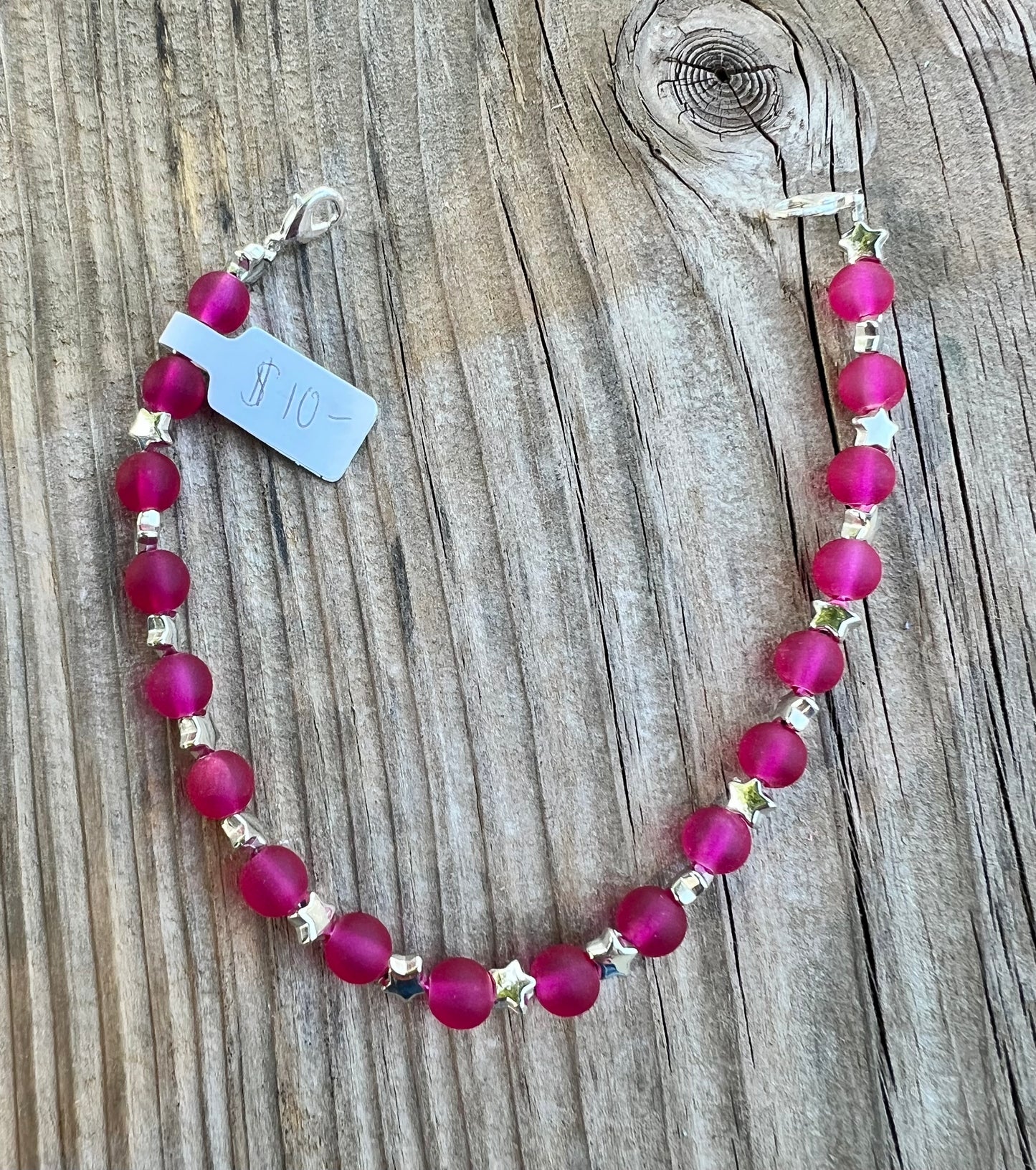 Hot pink hat, jewelry