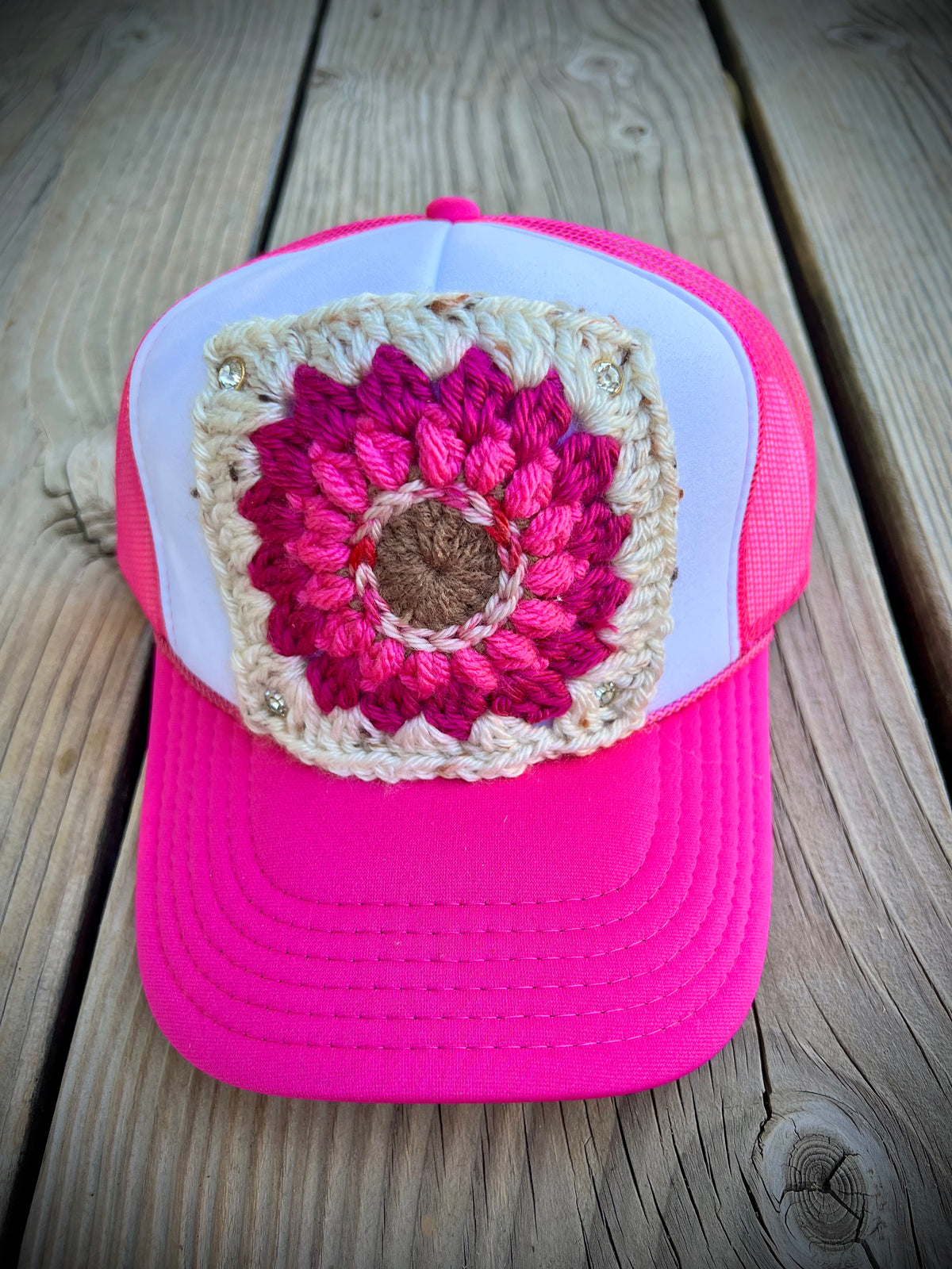 Granny Square Flower Trucker Hats 🌸