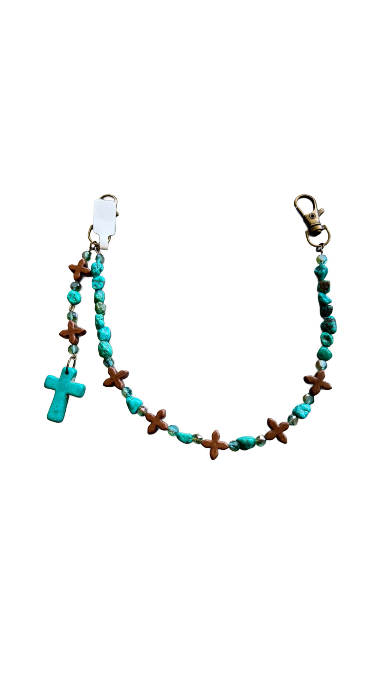 Rosary style bag charm