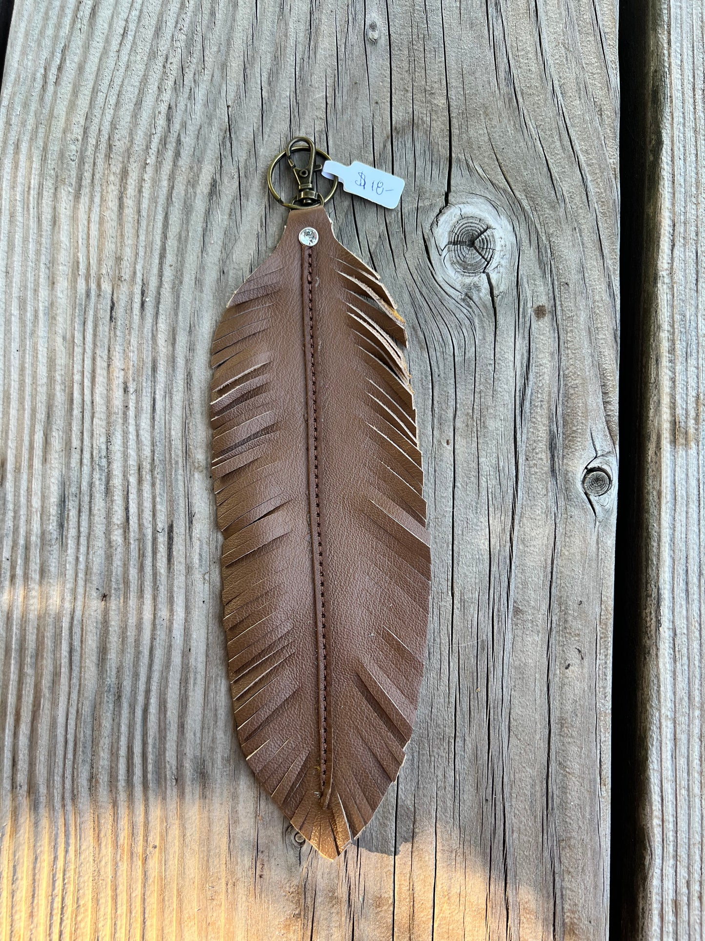 Leather Feather Purse Charm