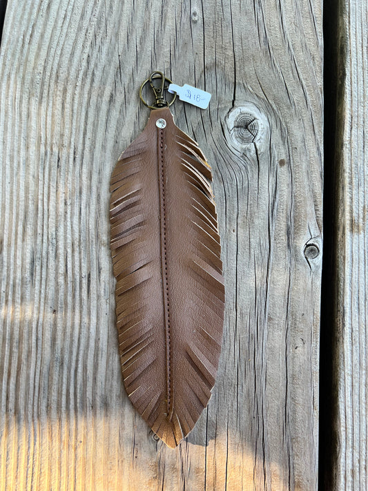 Leather Feather Purse Charm