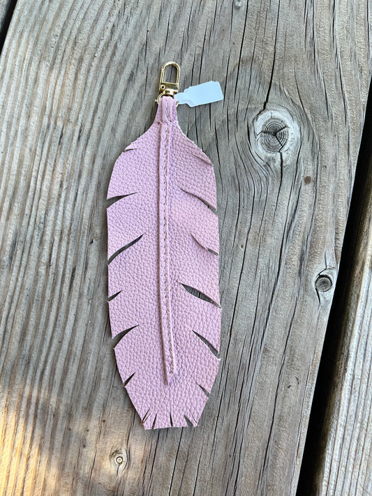 Pink Leather Feather Charm