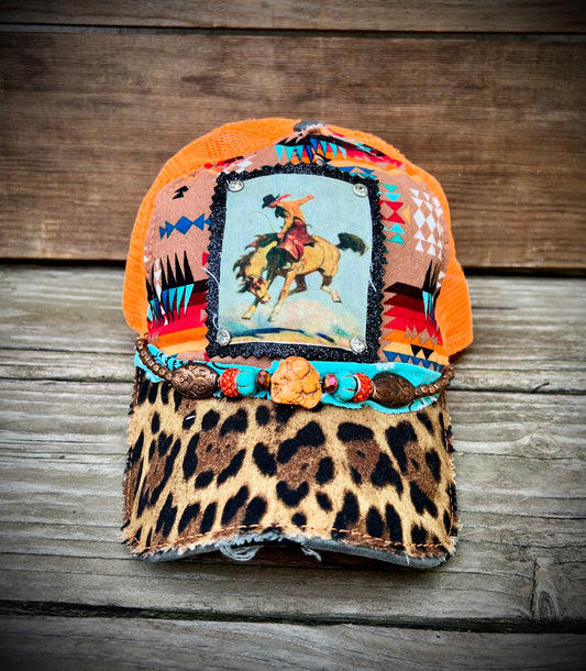 Aztec & leopard trucker