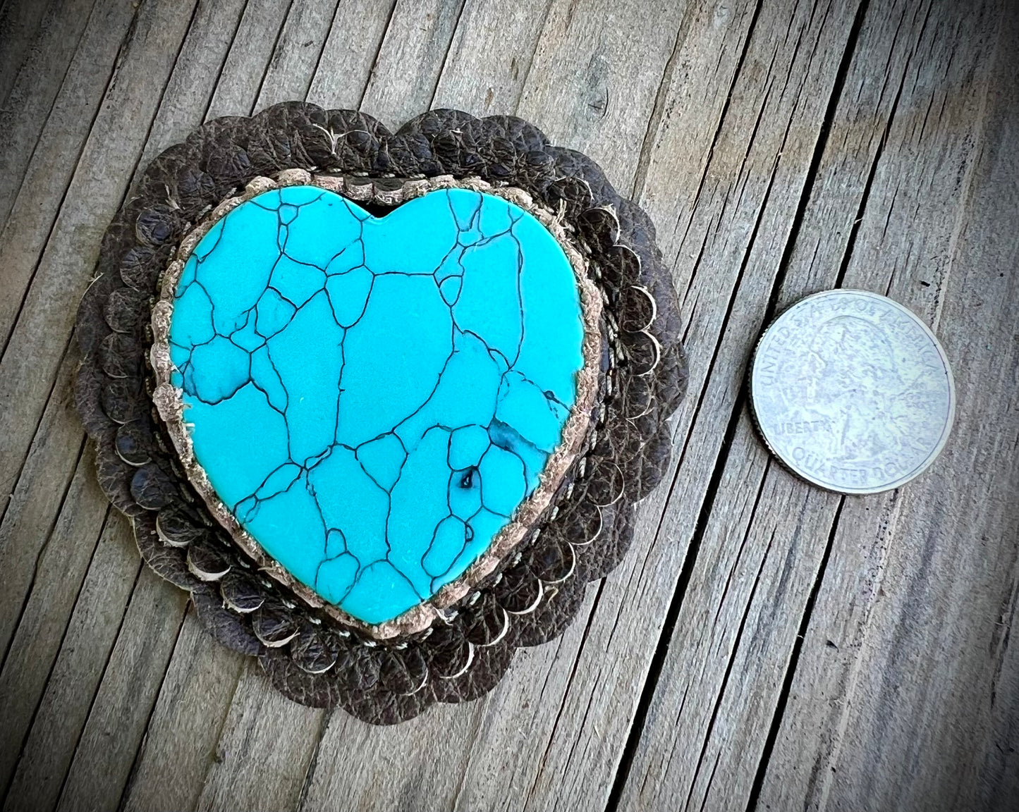 Turquoise cabochons in taupe 1