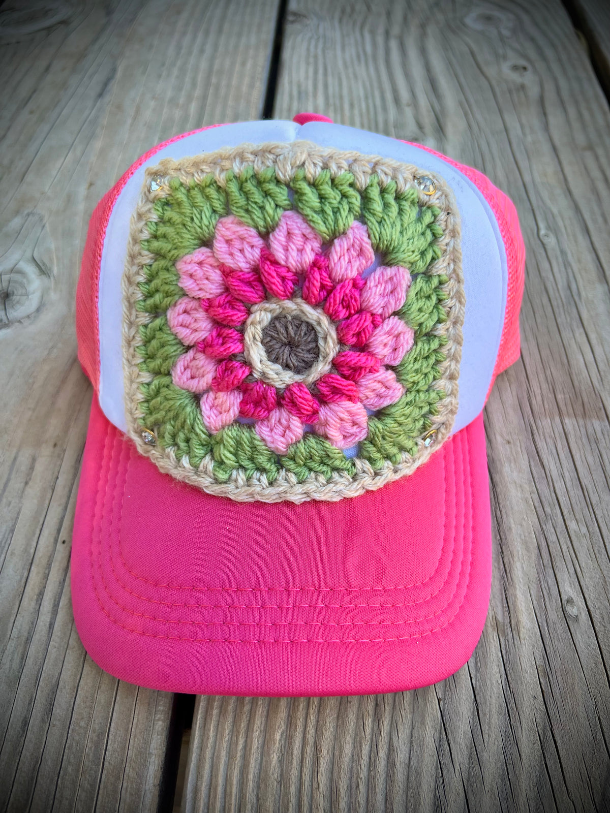 Granny Square Flower Trucker Hats 🌸