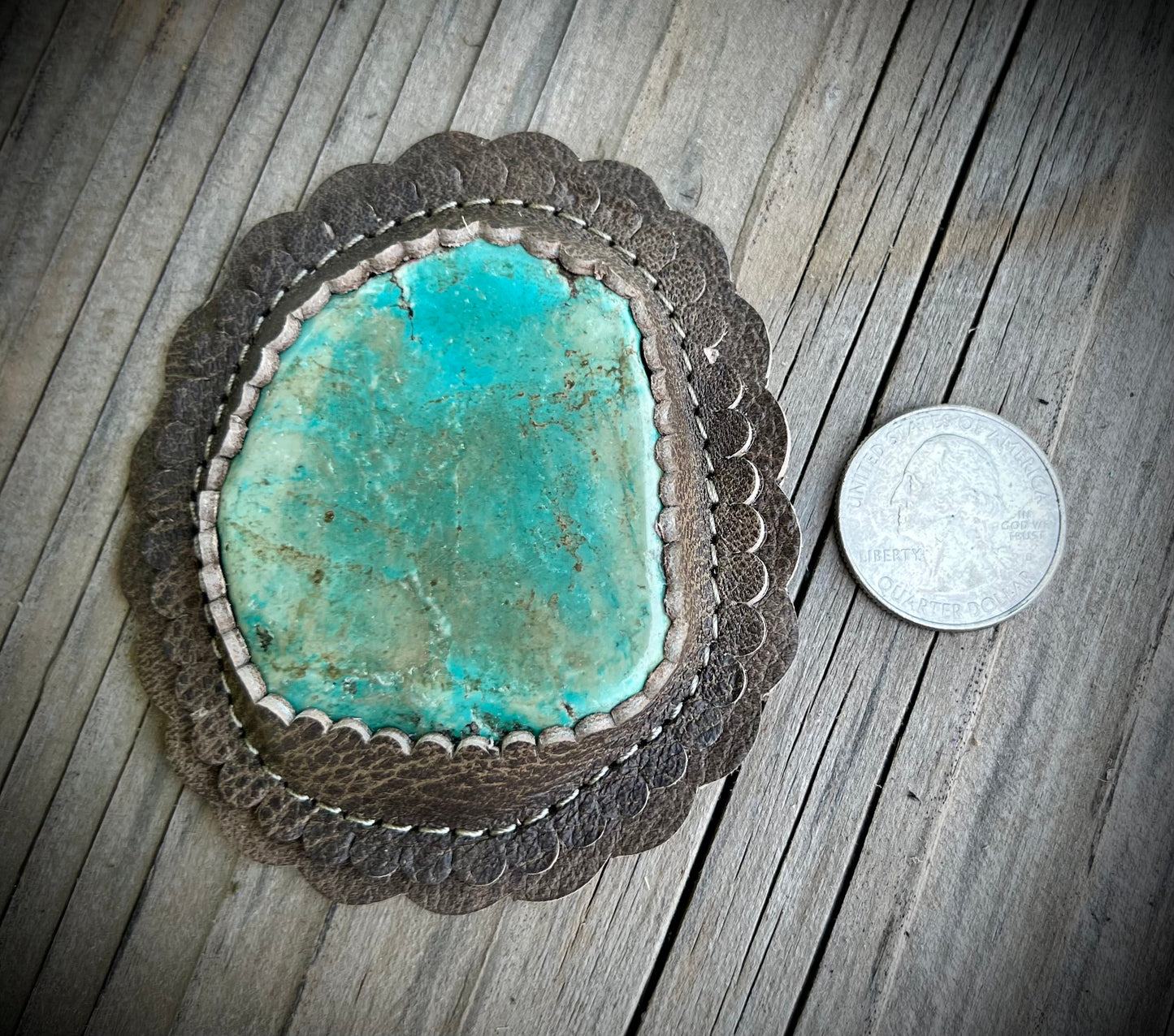 Turquoise cabochons in taupe #3