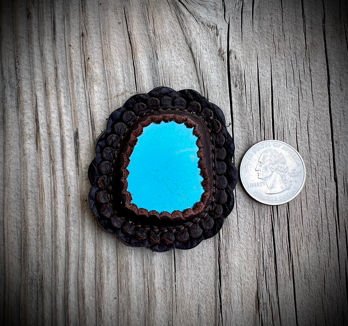 Handcrafted Leather-Wrapped Turquoise Stone Conchos