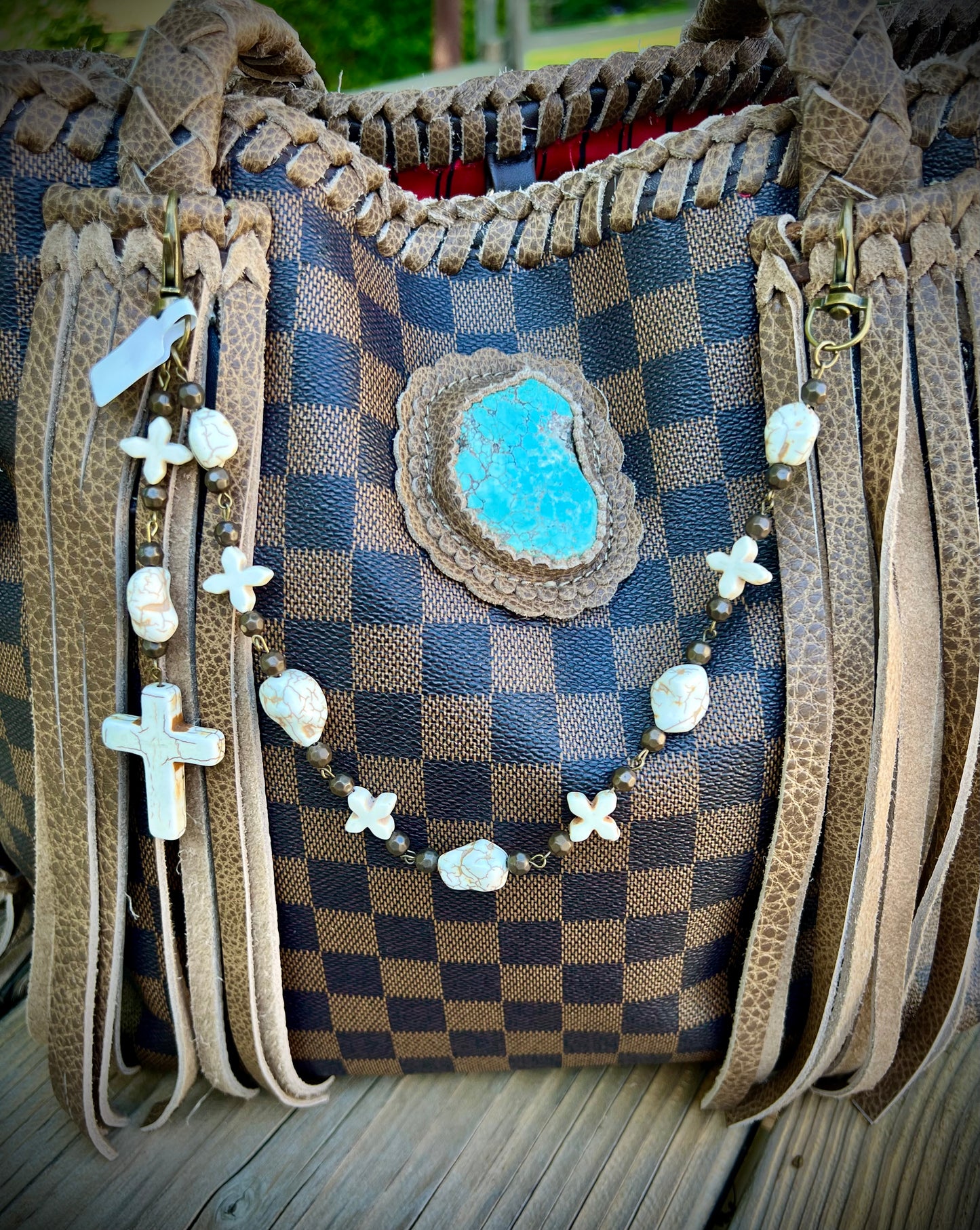 Rosary style purse charm