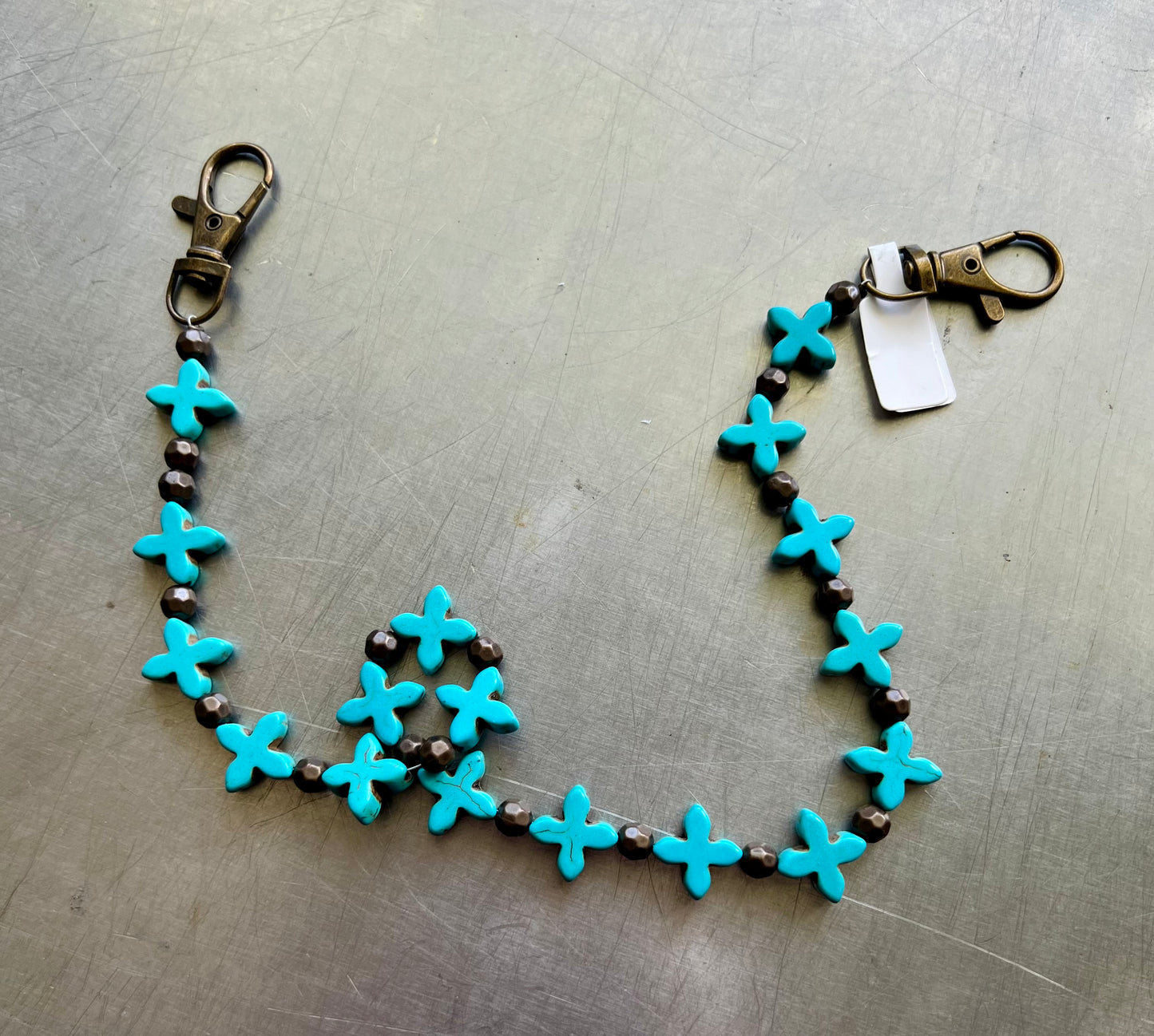 Turquoise cross bag charm