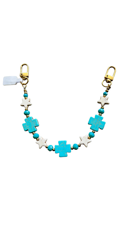 Turquoise cross purse charm