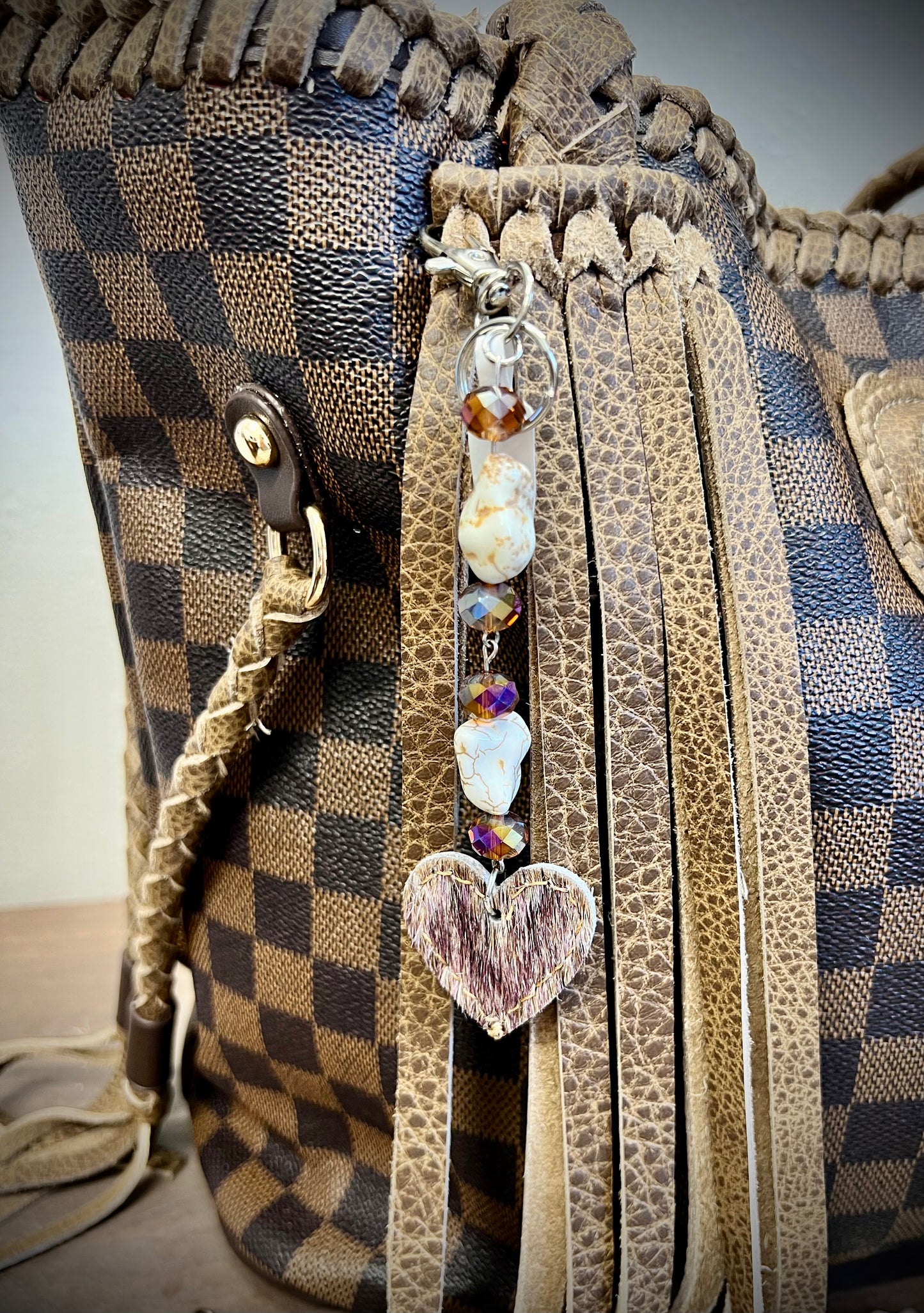 Cowhide keychain