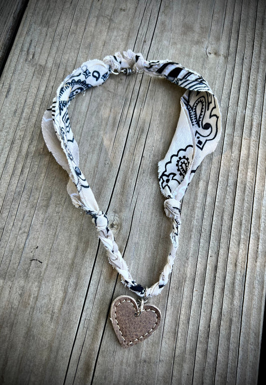 Leather heart charm necklace