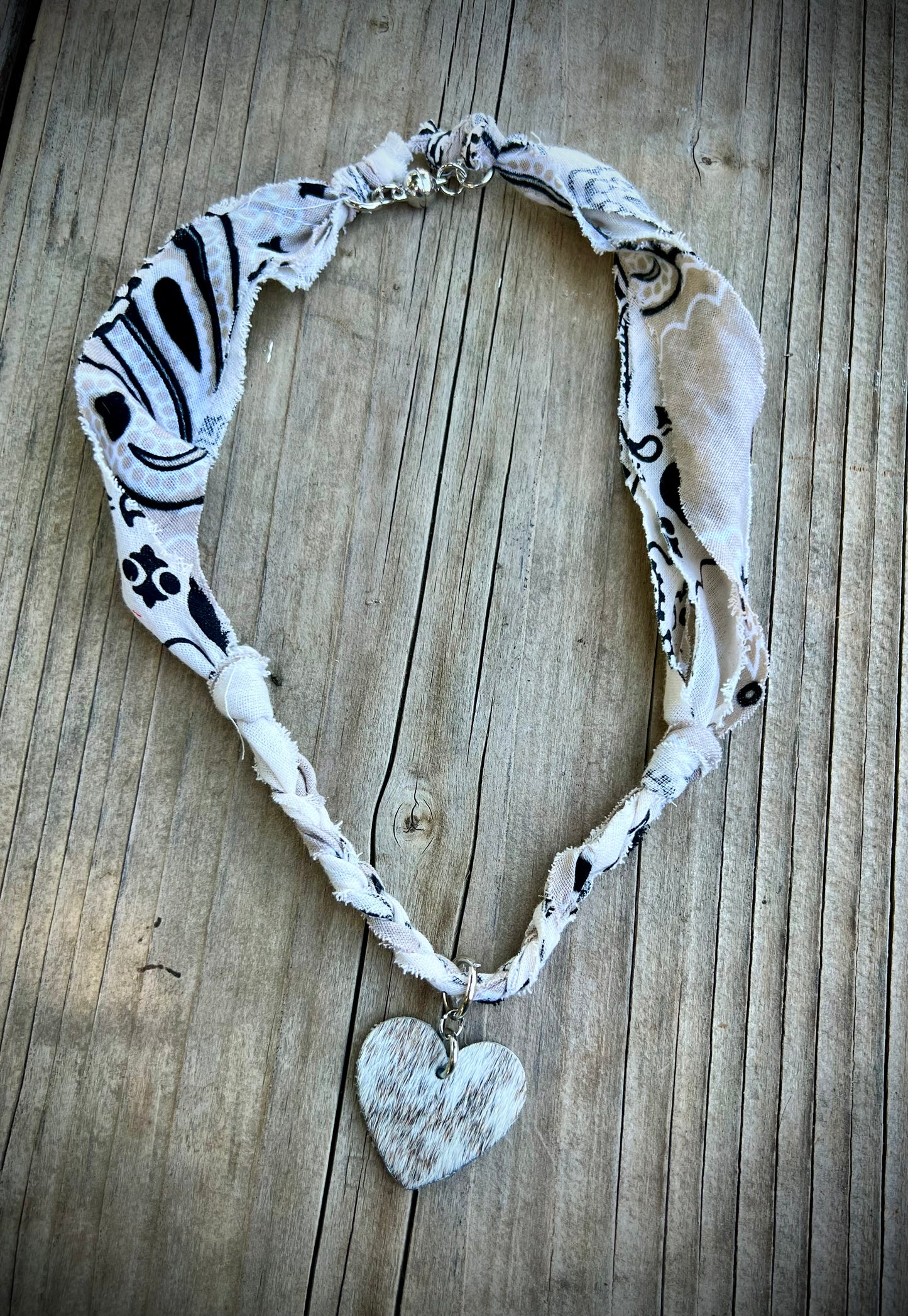 Leather heart charm necklace