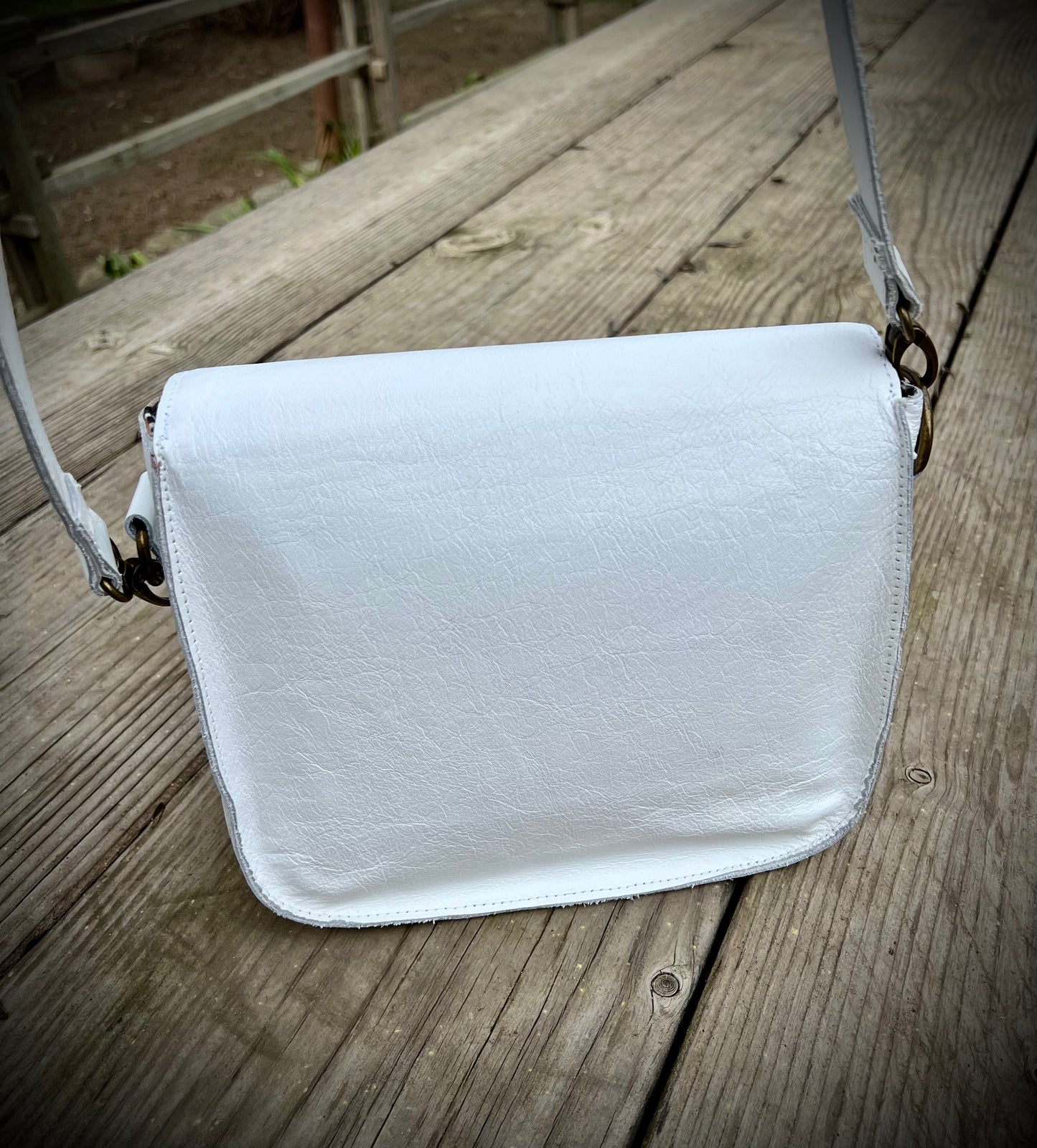 White leather bag