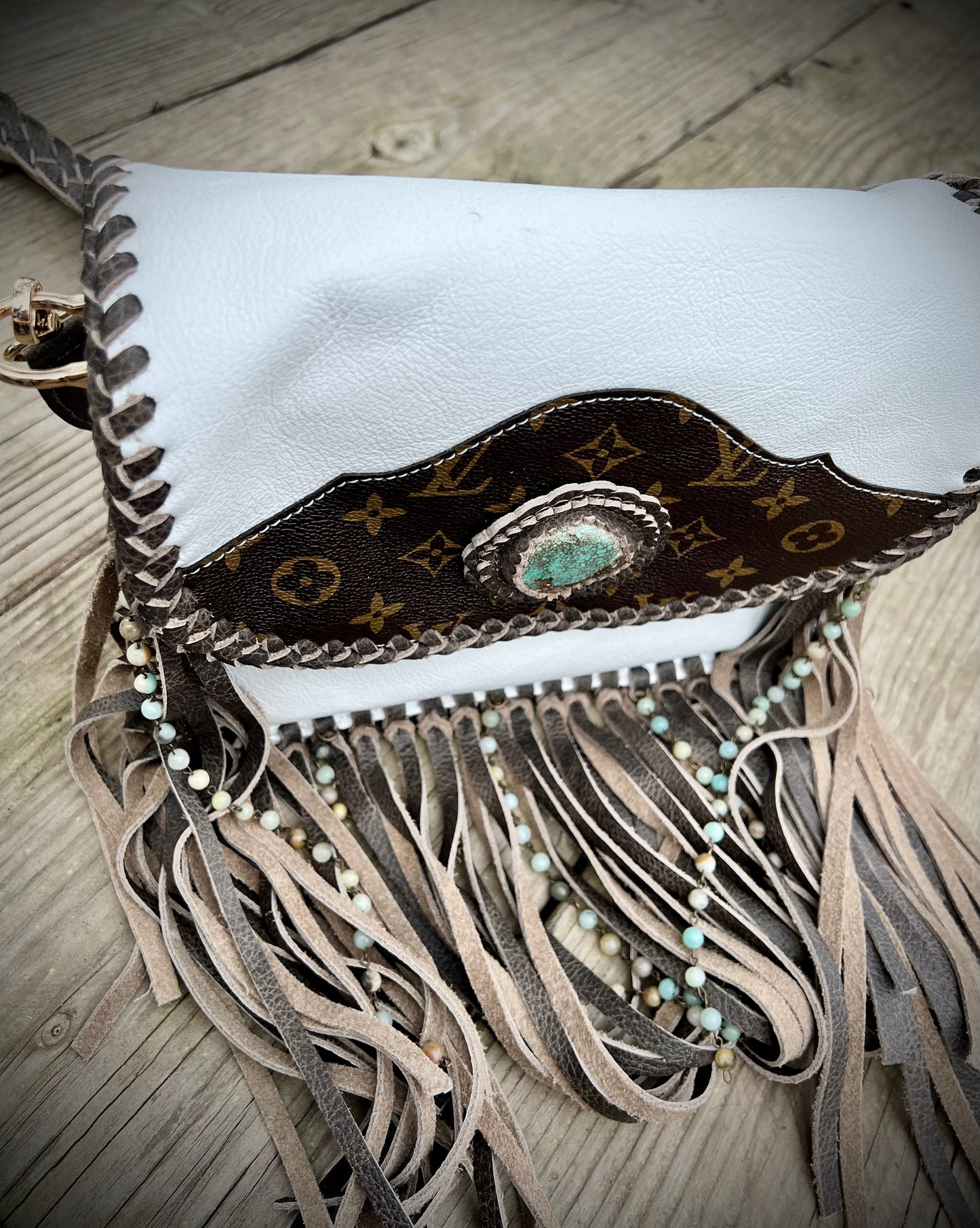 Custom Order White Leather Bag