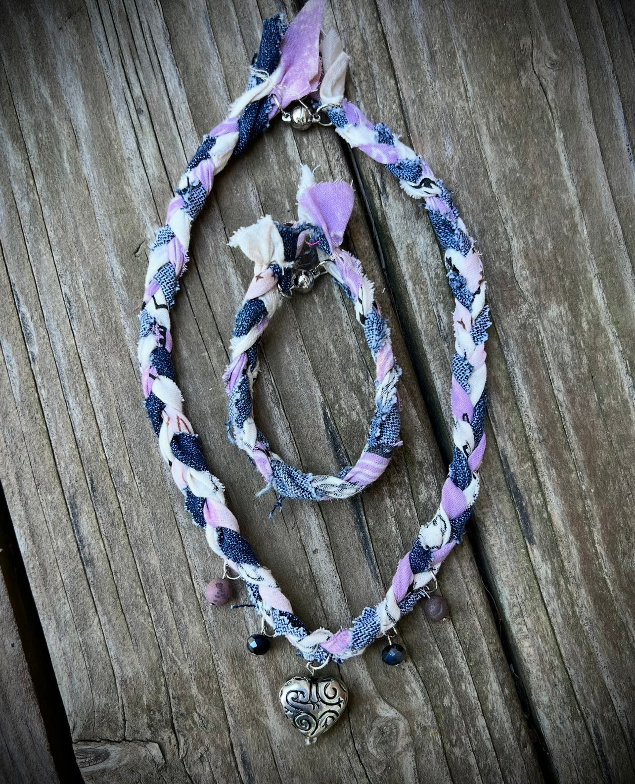 Denim braided necklace
