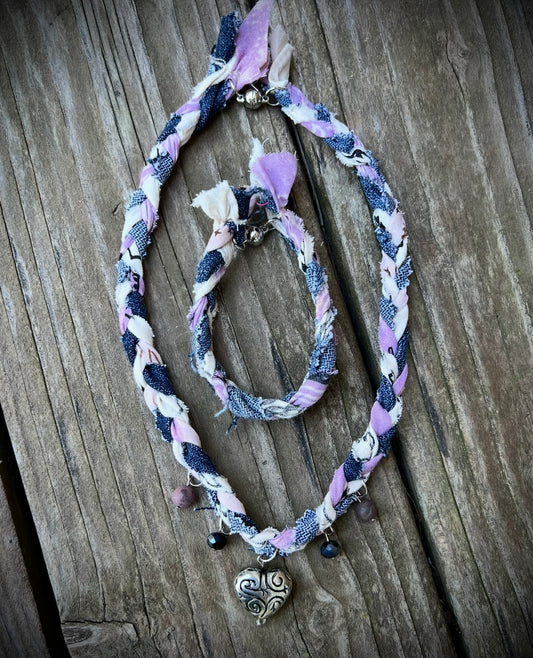 Denim braided necklace