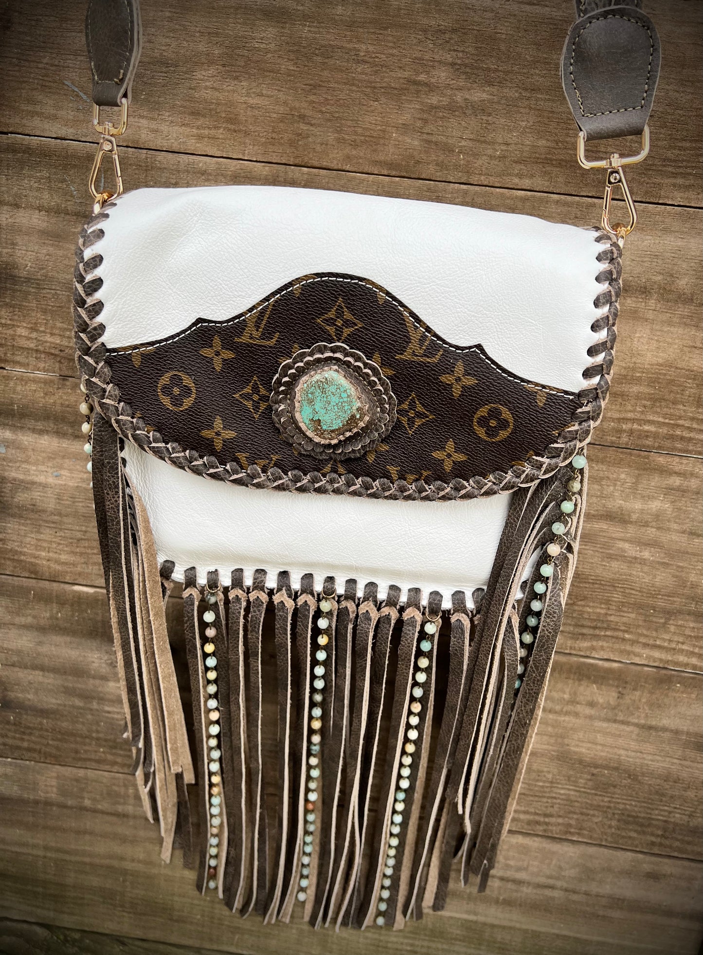 Custom Order White Leather Bag